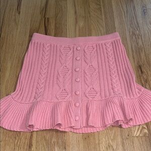 LoveShackFancy Gabella Cable Knit Ruffle Skirt Sz L